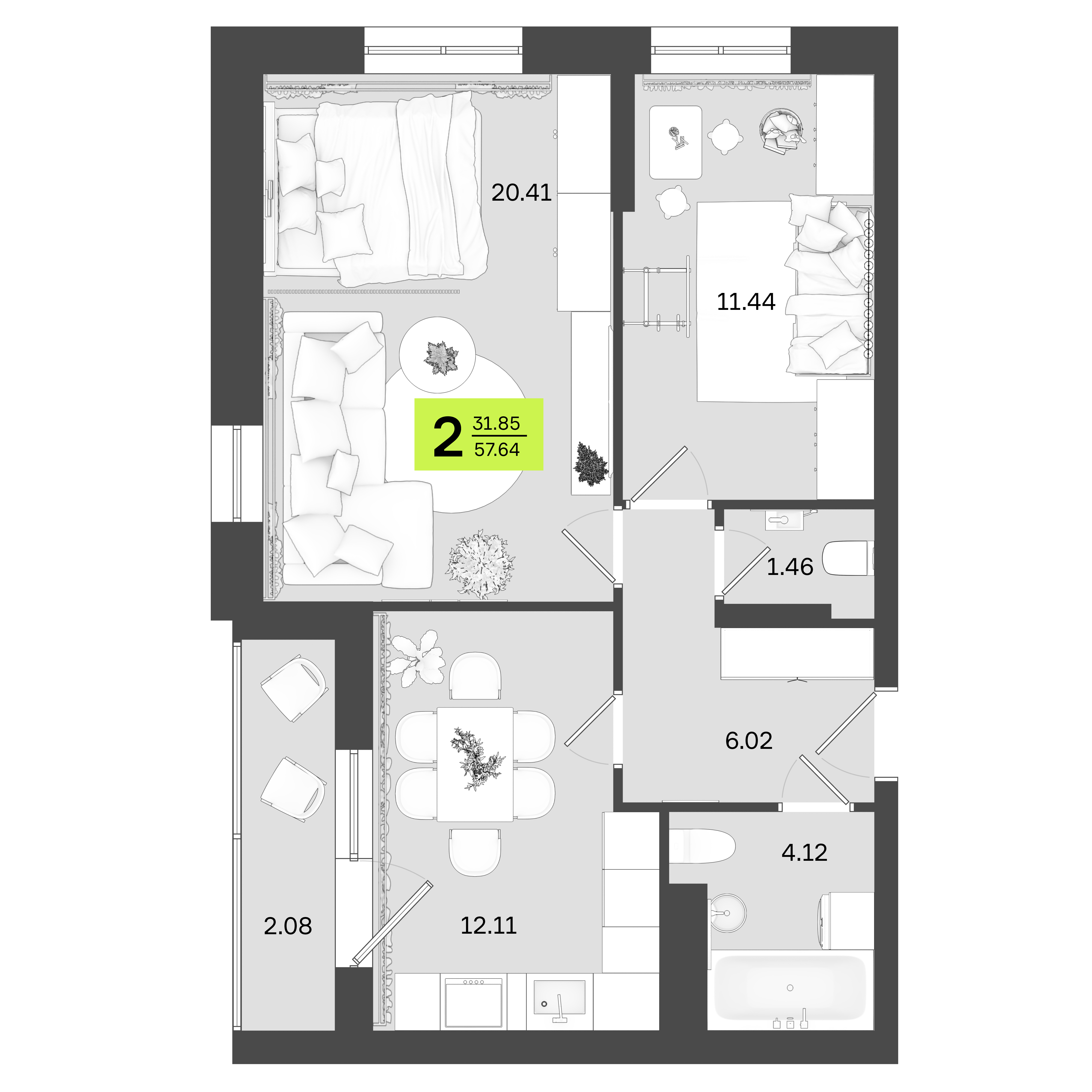 Планировка 2-комн.