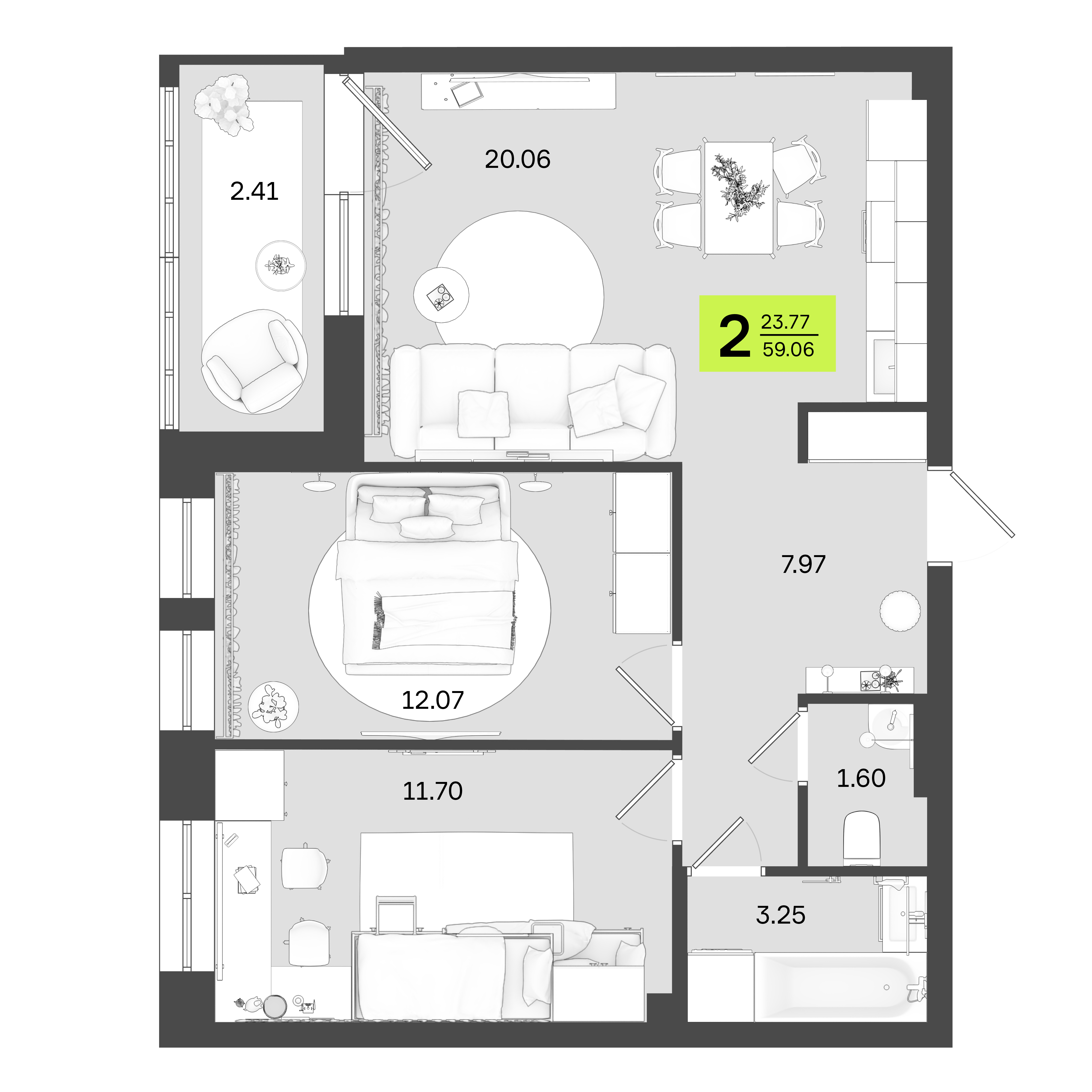 Планировка 2-комн.